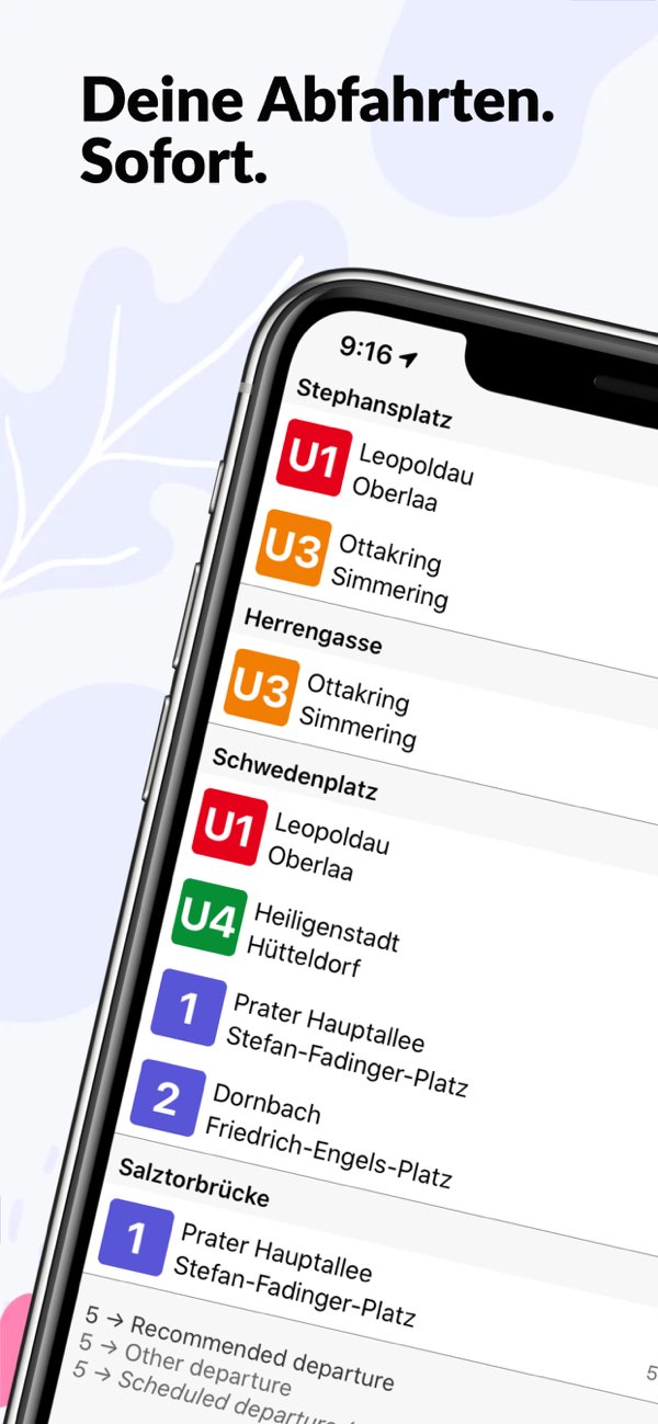 Wann screenshot 1 Wann app screenshot showing nearby departures list